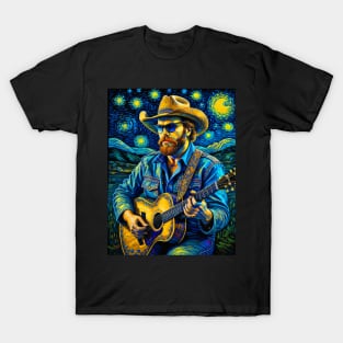 Hank Williams Jr in starry night T-Shirt